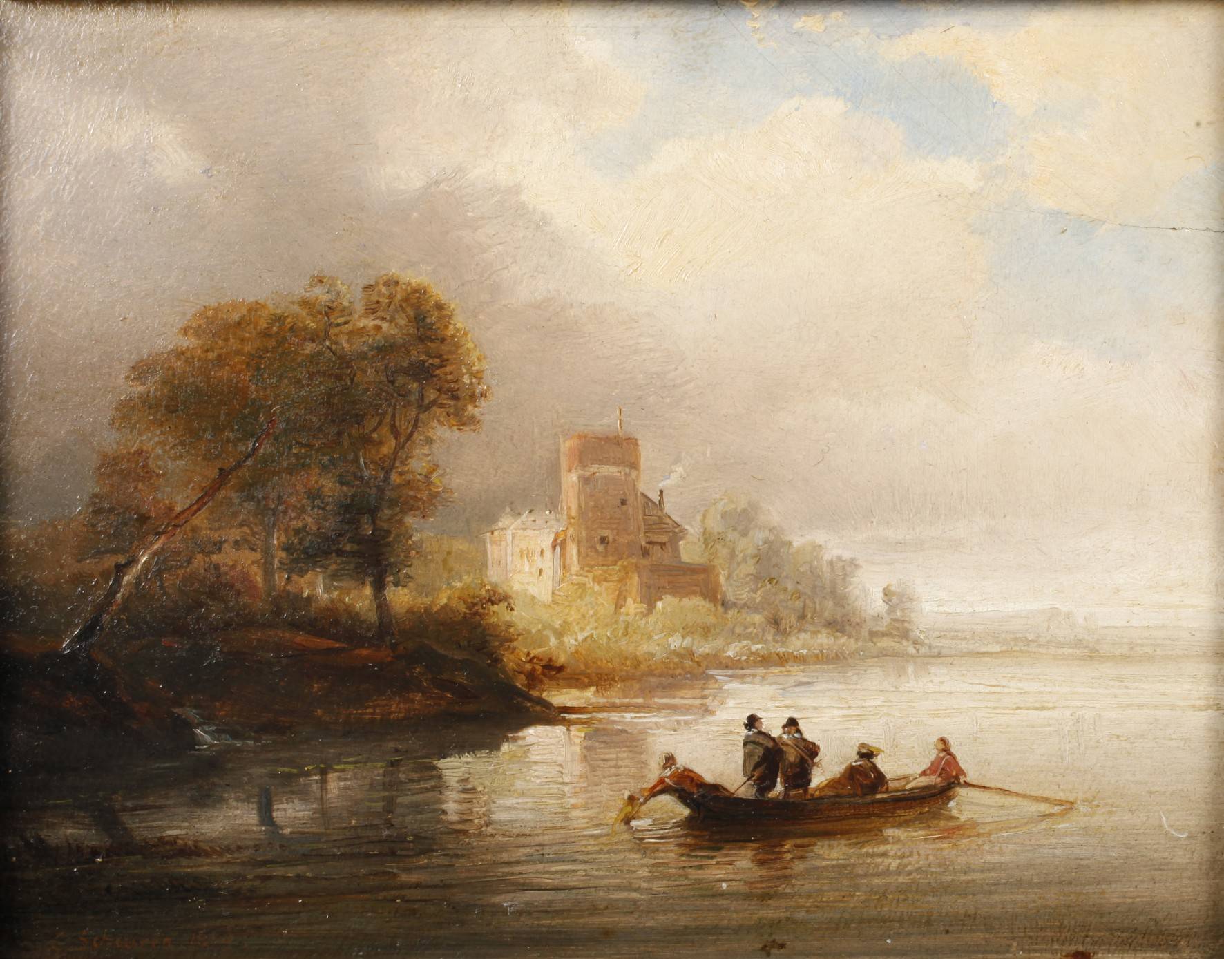 Prof. Caspar Scheuren, Seelandschaft mit Kahnfahrern