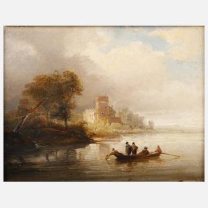 Prof. Caspar Scheuren, Seelandschaft mit Kahnfahrern