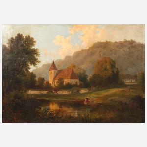 Julius Schönrock, attr., ”Dorfkirche in Schlesien”