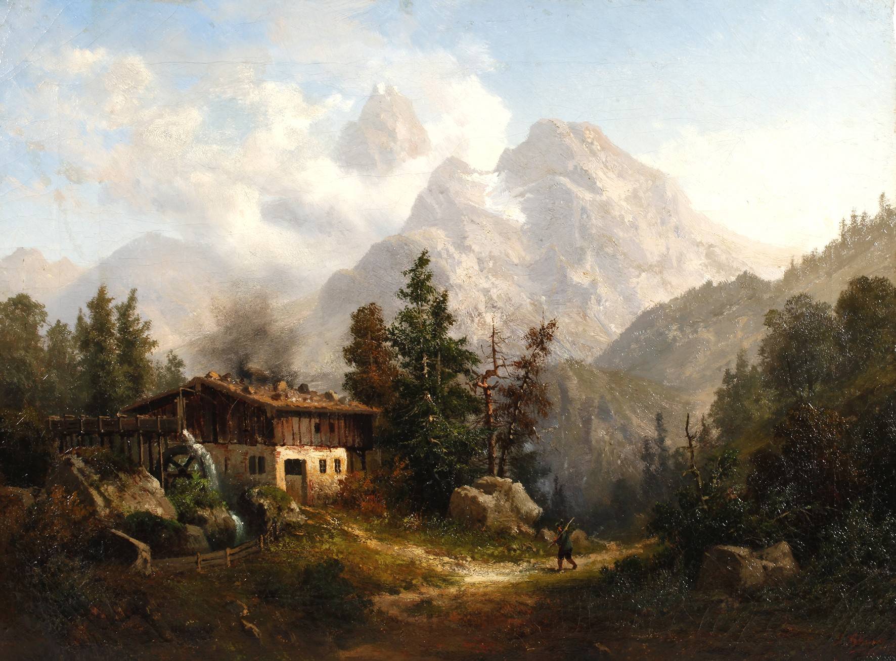 Albert Gustav Schwartz, attr., Mühle im Gebirge