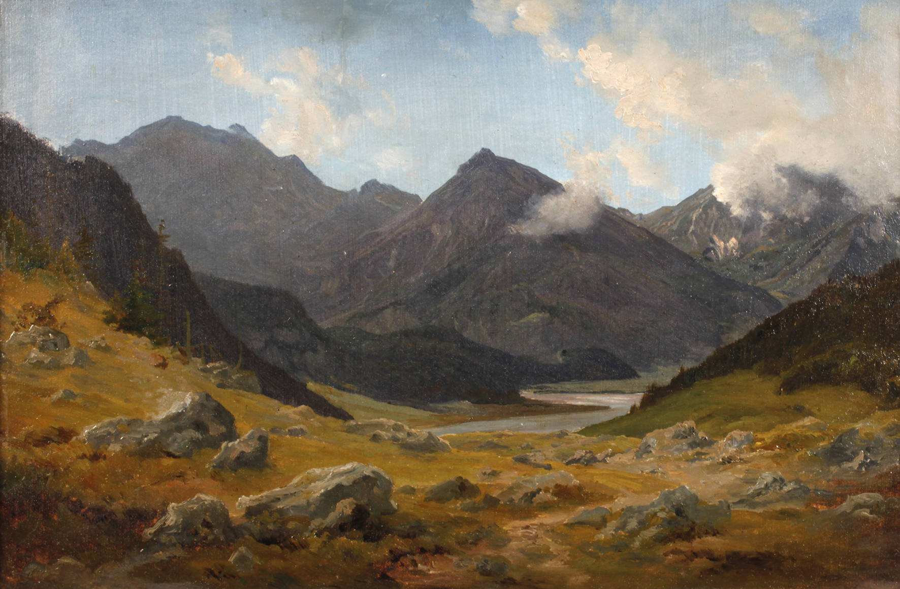 Sommerliche Gebirgslandschaft mit Fluß