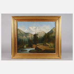 J. C. Hahn, Wanderer in Gebirgslandschaft