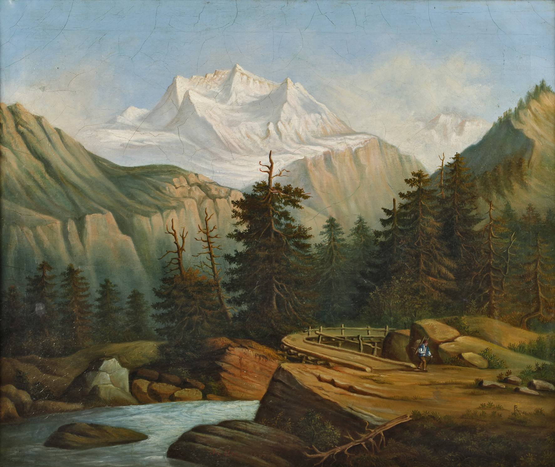 J. C. Hahn, Wanderer in Gebirgslandschaft