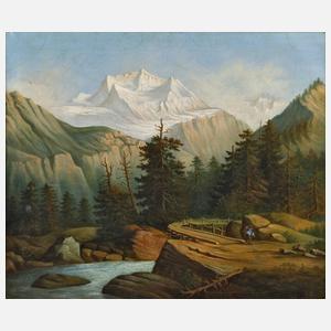 J. C. Hahn, Wanderer in Gebirgslandschaft