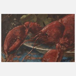 E. Gornot, Tafelstillleben mit Hummer