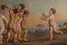 Tanzende Putti vor arkadischer Landschaft