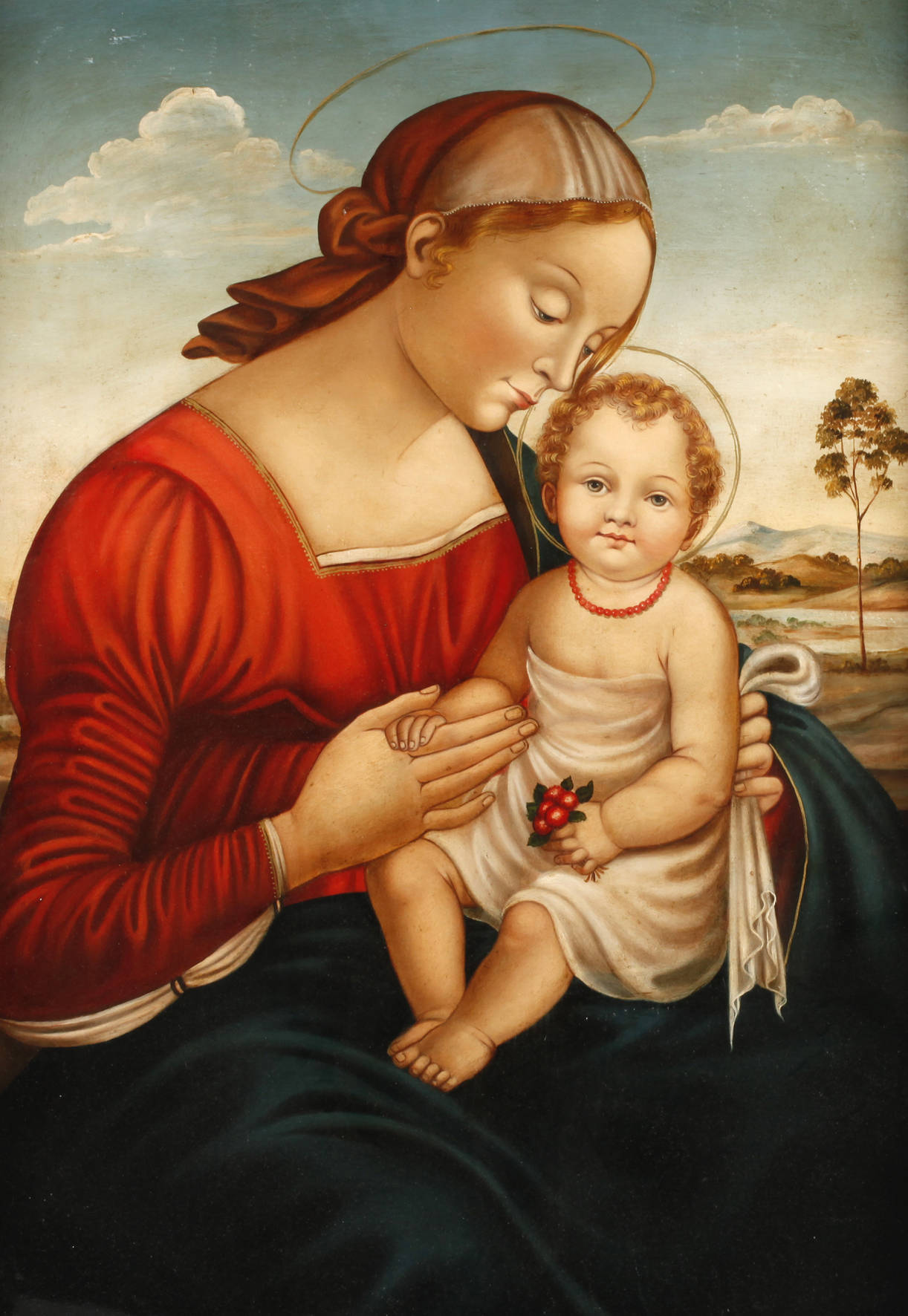 Maria mit dem Jesuskind in weiter Landschaft