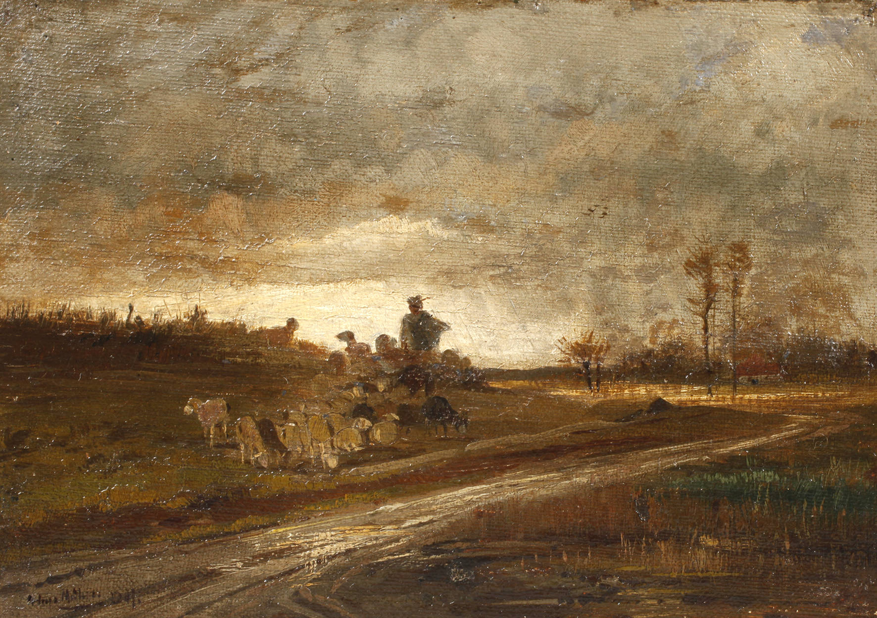 Hugo Mühlig, Hirte in Abendlandschaft