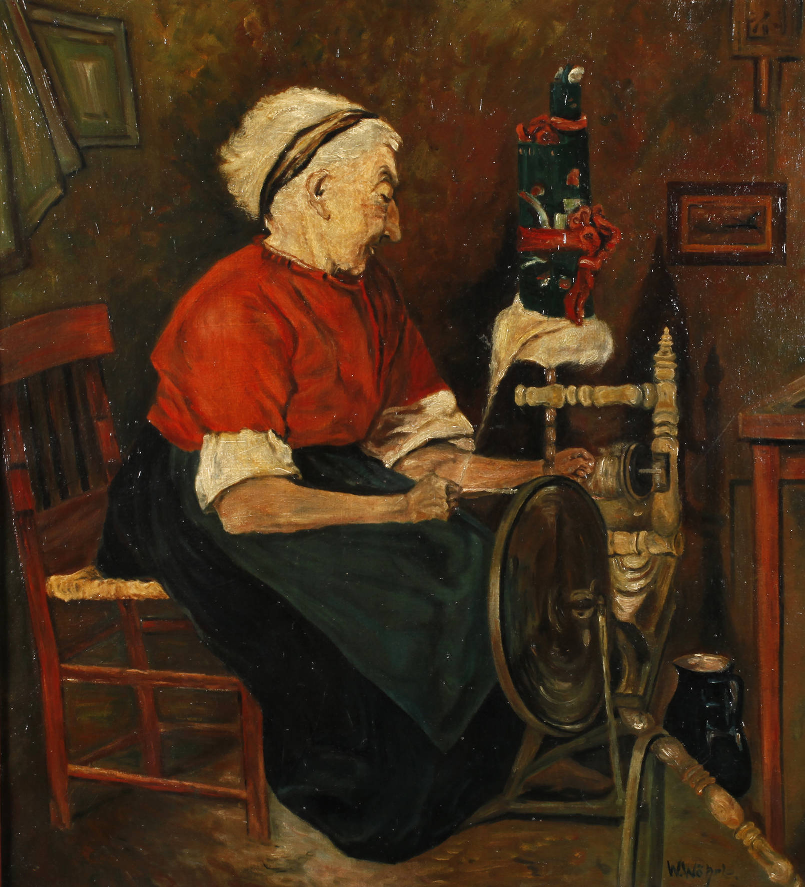 W. Wöhrle, Am Spinnrad