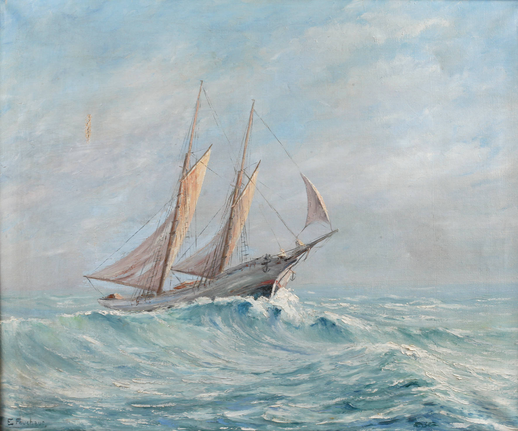 E. Foucheur, Segler im Wind