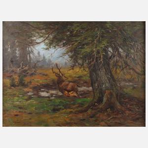 Otto Vollrath, Hirsch auf sommerlicher Waldlichtung