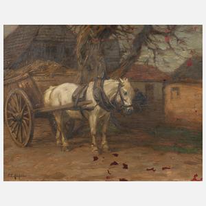 Friedrich Eckenfelder, Pferdefuhrwerk auf dem Bauernhof