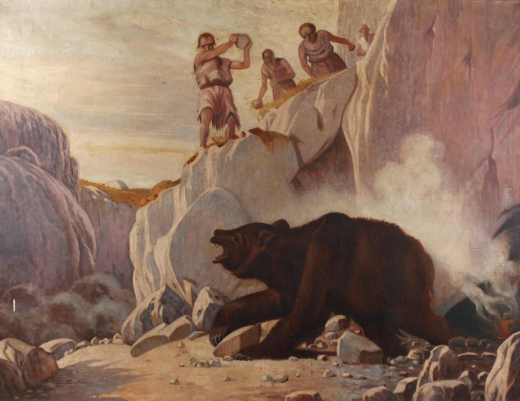 J. Szabó, Steinzeitliche Bärenjagd