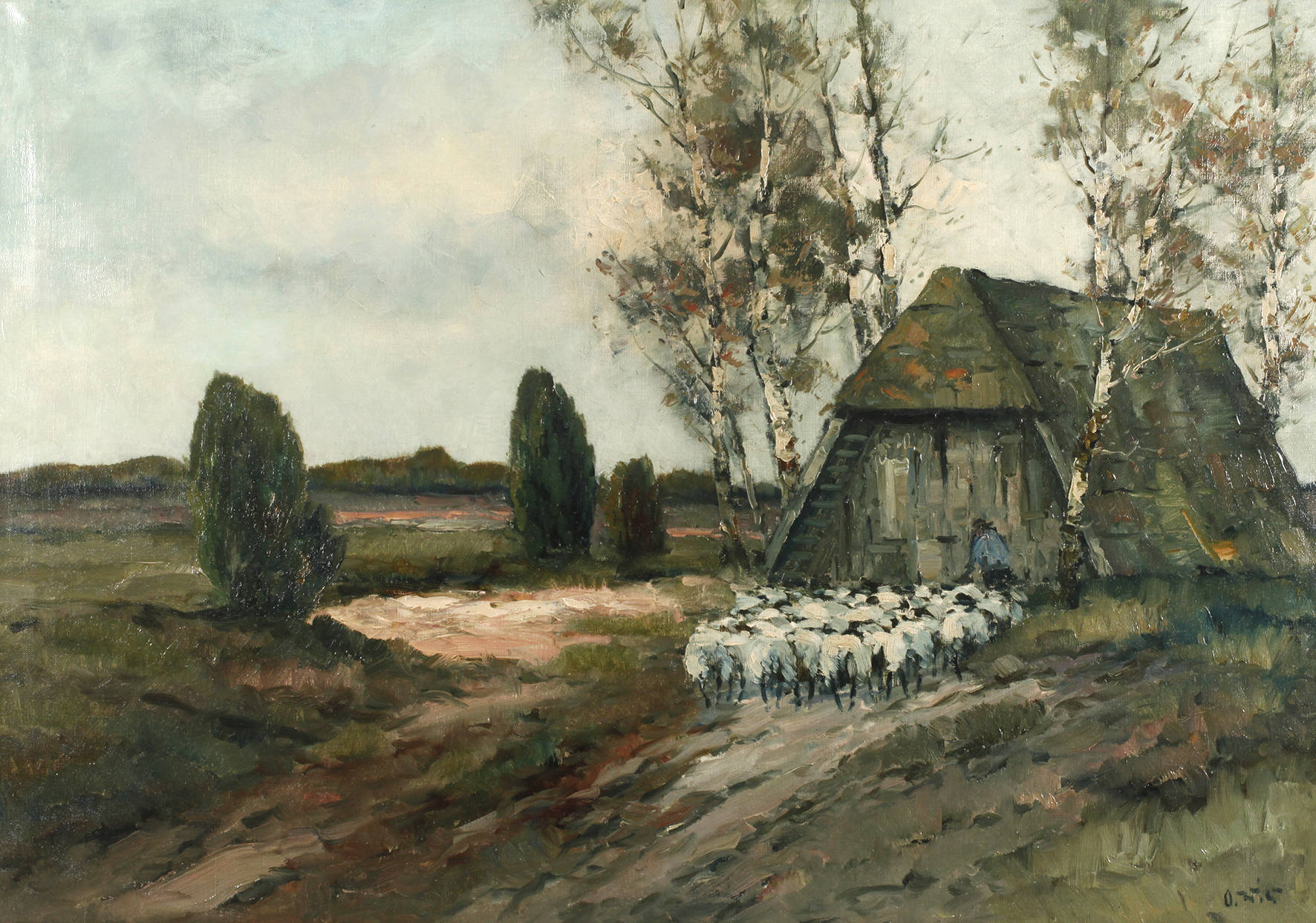 Otto Wild, Heidelandschaft mit Schafen