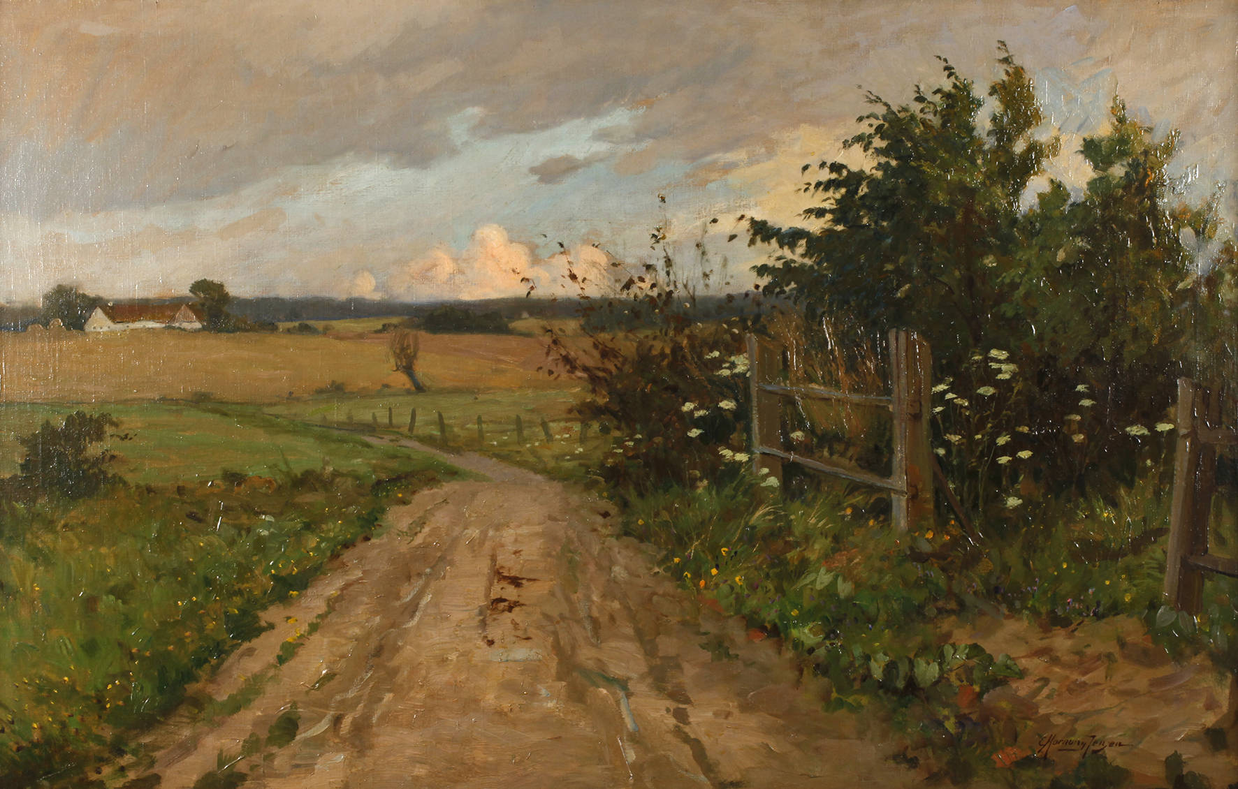 Carl Hornung-Jensen, Landstraße in weiter Sommerlandschaft