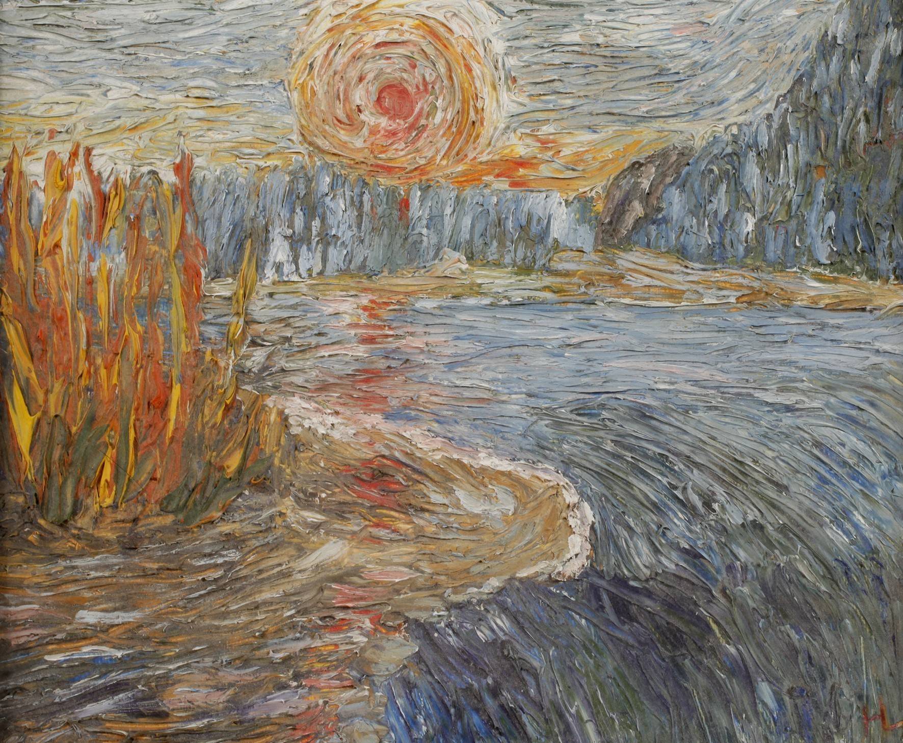 „Wintersonne an Stromschnelle“