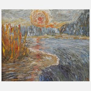 „Wintersonne an Stromschnelle“