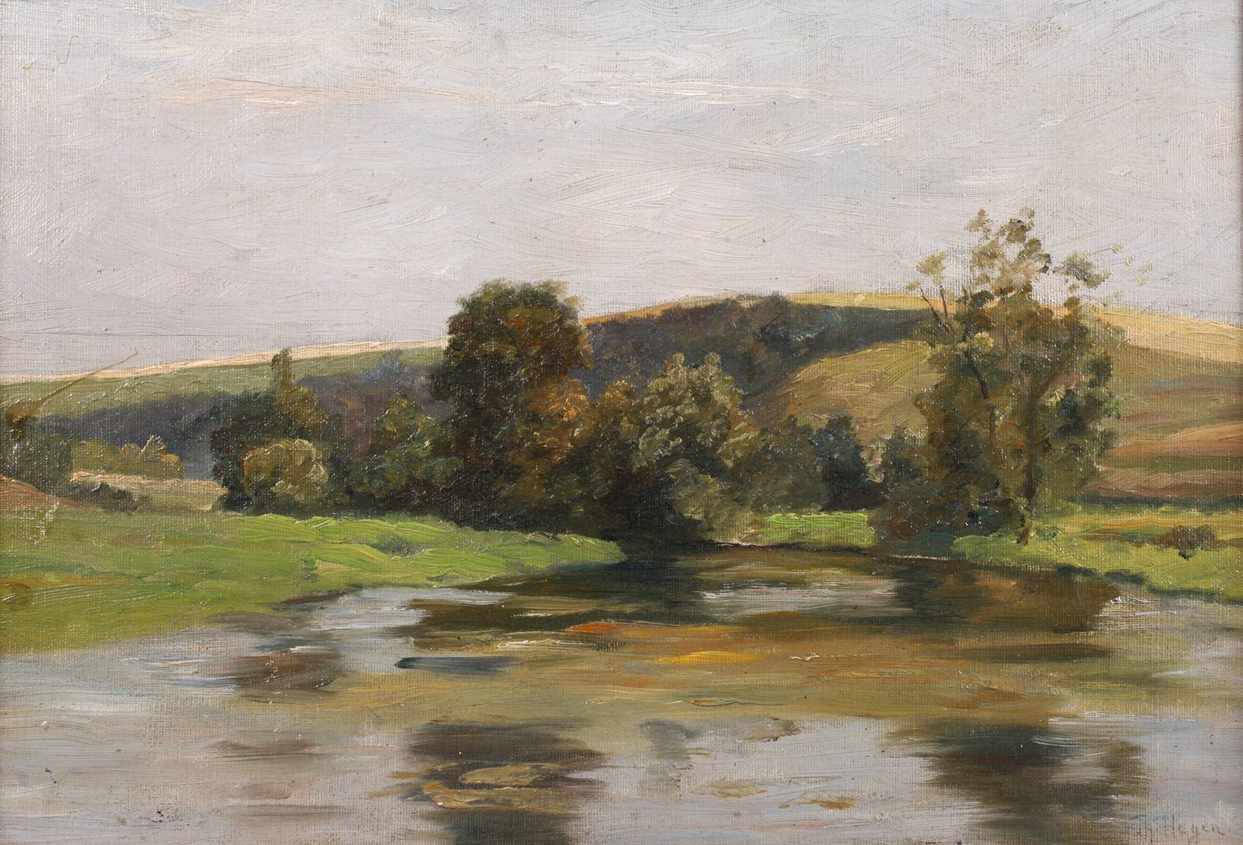 Prof. Theodor Hagen, See in hügeliger Landschaft