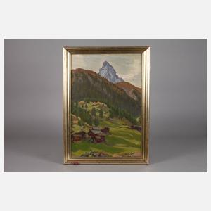 Waldemar Fink, ”Matterhorn mit Dorf zum See”