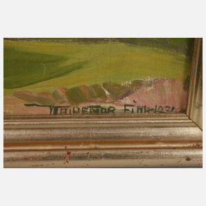 Waldemar Fink, ”Matterhorn mit Dorf zum See”