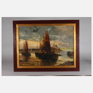 A. Gillmann, Boote in der Abenddämmerung
