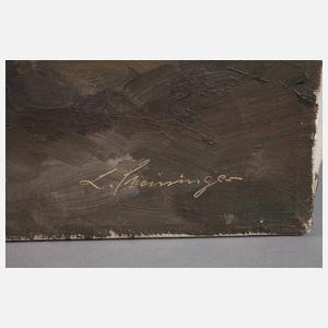 Ludwig Steininger, Mediterrane Küstenszene mit Wäscherin