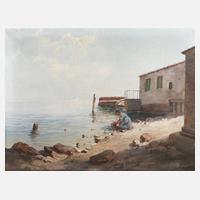 Ludwig Steininger, Mediterrane Küstenszene mit Wäscherin111