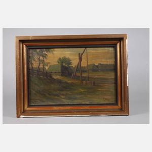 F. Gild, Landschaft mit Ziehbrunnen