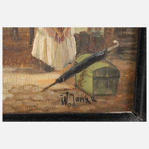 W. Janke, Postkutsche in enger Gasse