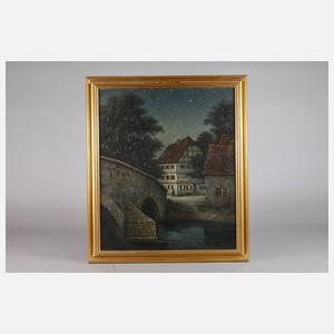 Nächtliche Stadtlandschaft mit Brücke