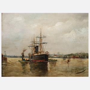 Flusslandschaft mit Dampfsegler