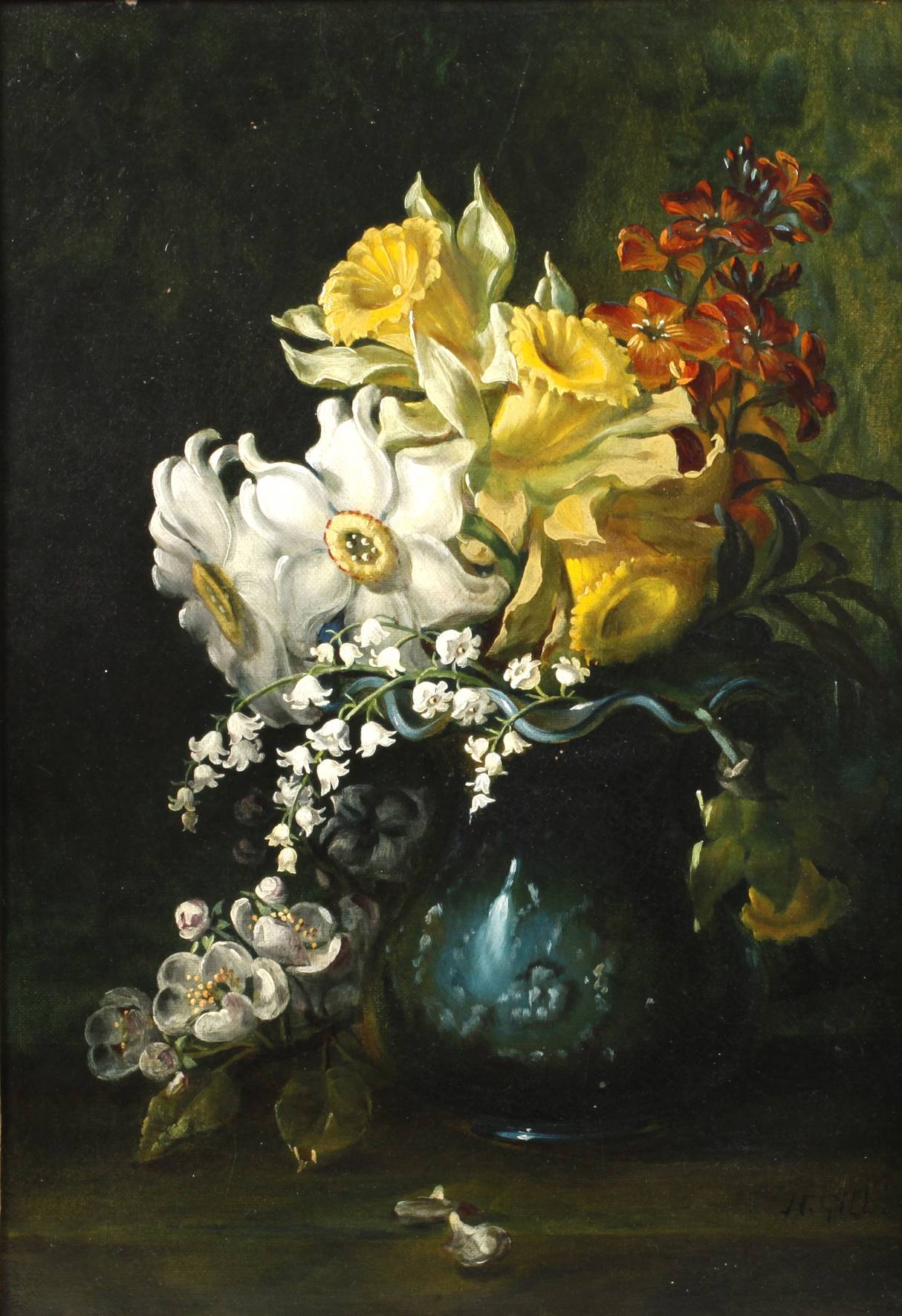 H. Gill, Stillleben mit Frühlingsblumen