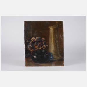 Marta Riehn, ”Zinnkanne und blaue Glasschale”