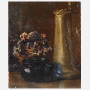 Marta Riehn, ”Zinnkanne und blaue Glasschale”