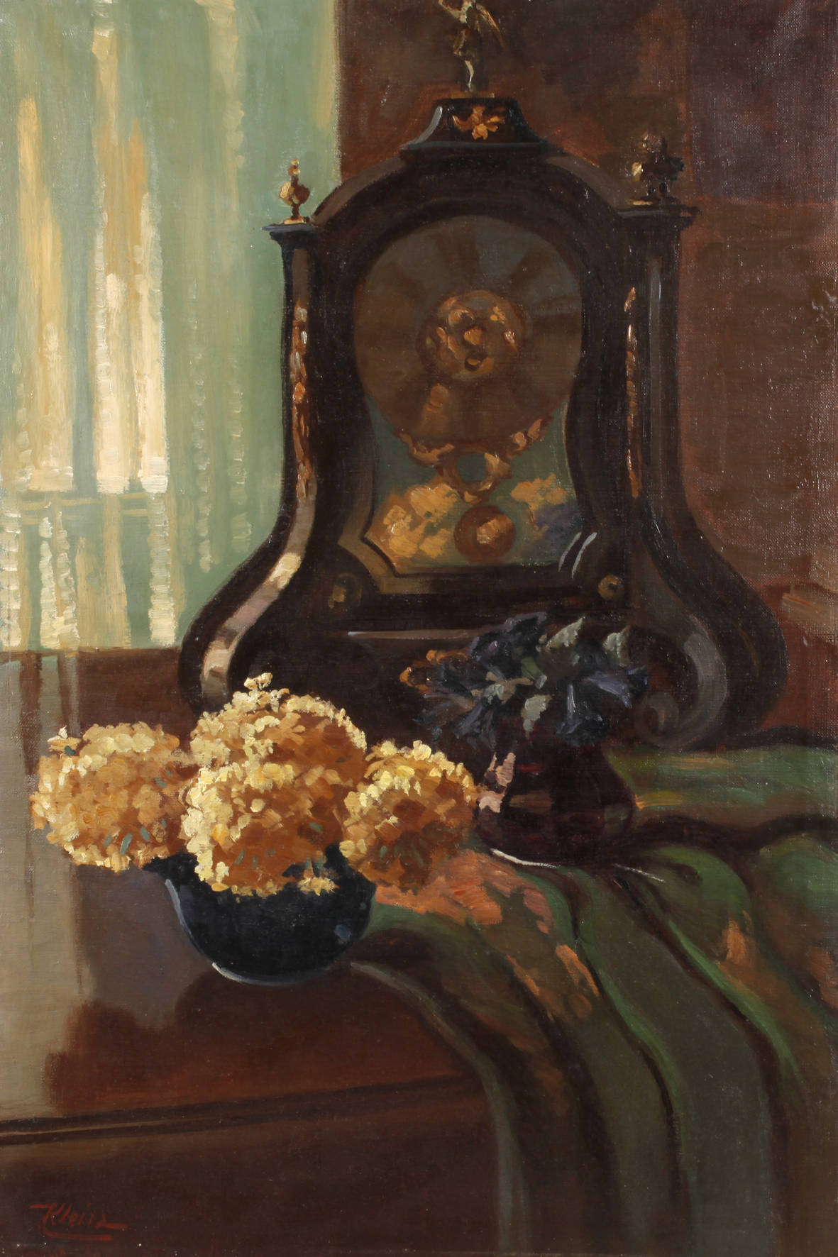 Klein, Stillleben mit Stutzuhr