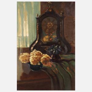 Klein, Stillleben mit Stutzuhr