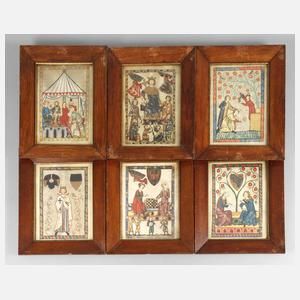 Sechs Bilderrahmen um 1920