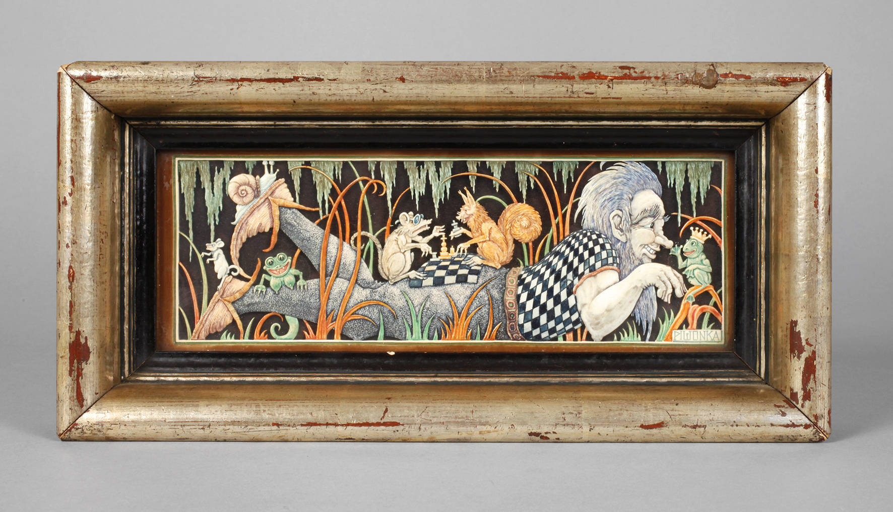 Humoristisches Elfenbeinrelief