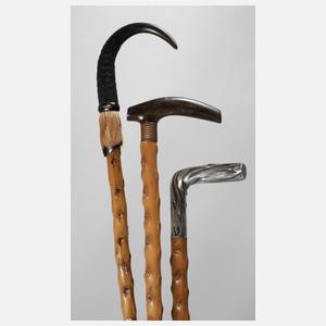 Drei jagdliche Spazierstöcke