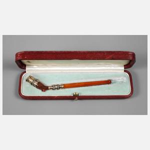 Zigarettenspitze Gold mit Diamanten und Achat