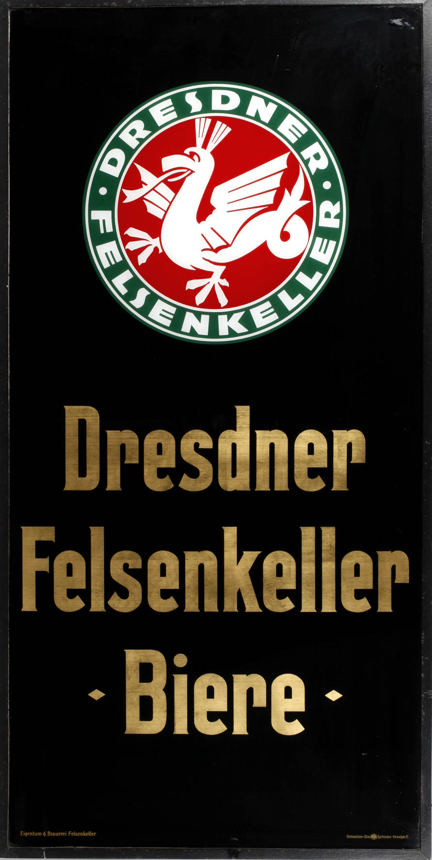 Glaswerbeschild Dresdner Felsenkeller Biere