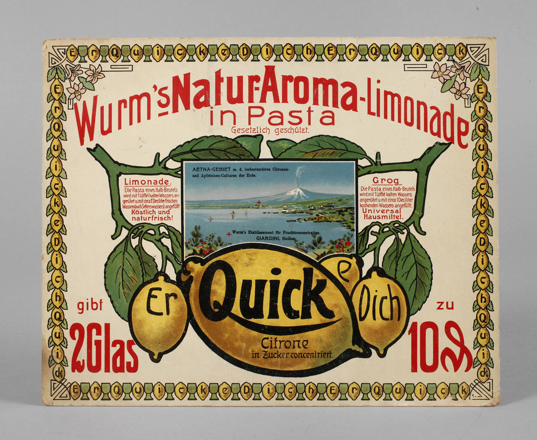 Werbeaufsteller ”Wurm´s Natur-Aroma-Limonade”