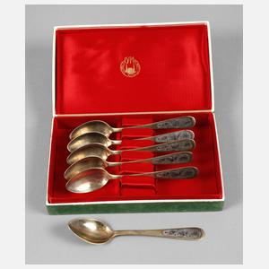Russland sechs Kaffeelöffel im Etui