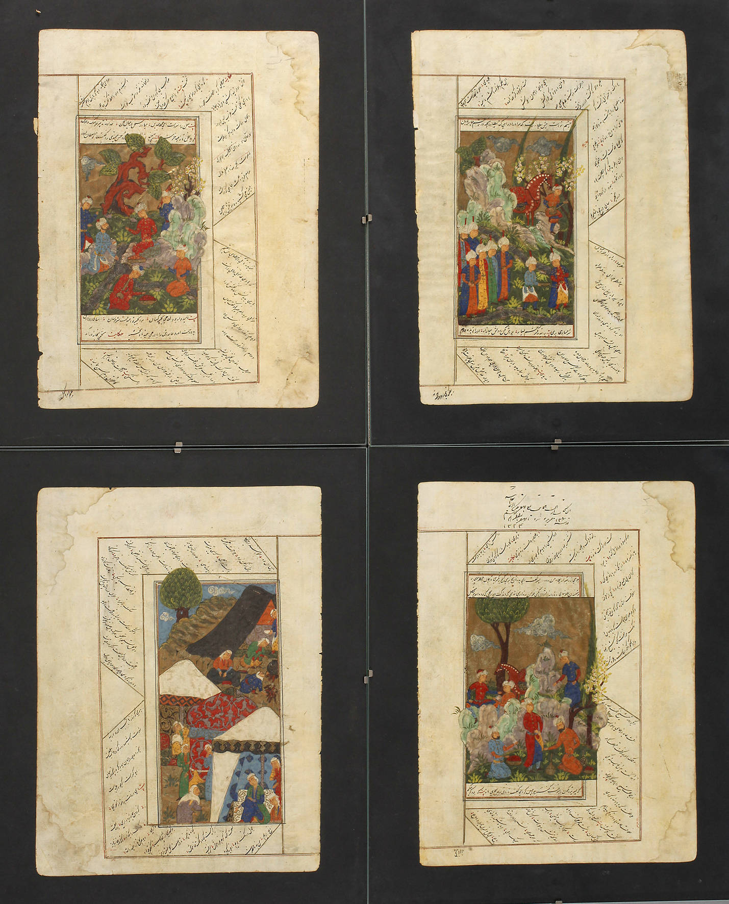 Vier persische Miniaturmalereien