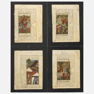 Vier persische Miniaturmalereien
