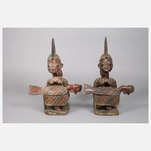 Zwei Teile Stammeskunst der Yoruba