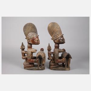 Zwei Teile Stammeskunst der Yoruba