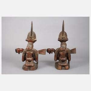 Zwei Teile Stammeskunst der Yoruba