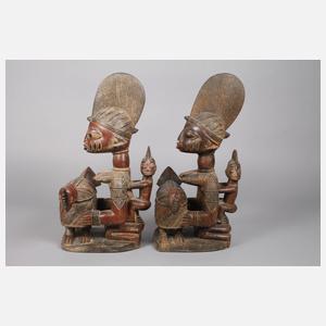 Zwei Teile Stammeskunst der Yoruba