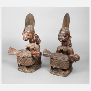 Zwei Teile Stammeskunst der Yoruba